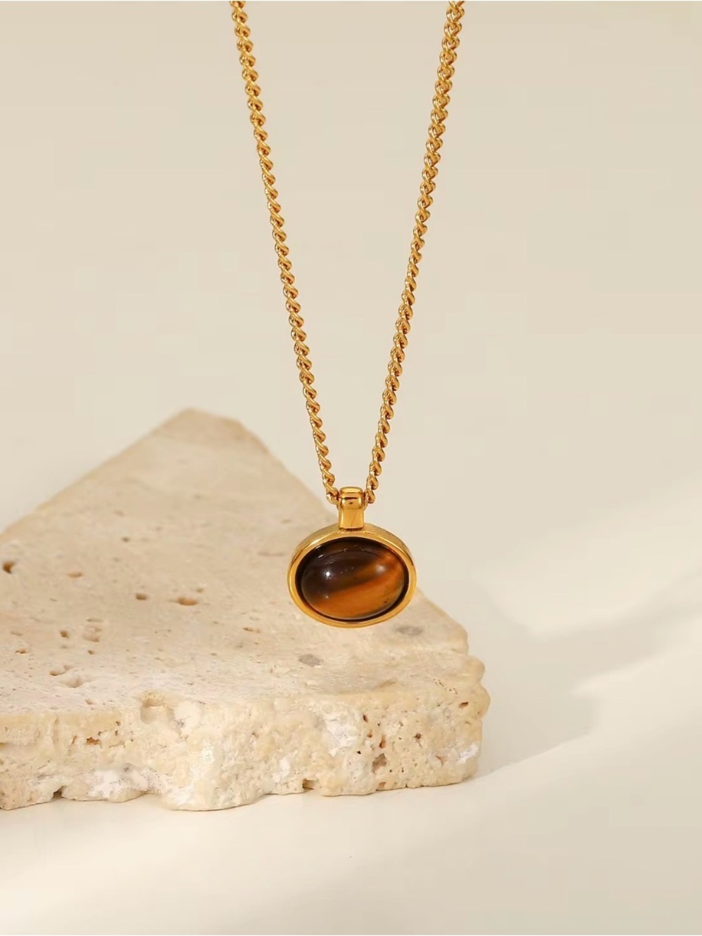 New Opal Brown Jade Chakra Gemstone Birthstone Moissanite Stainless Steel